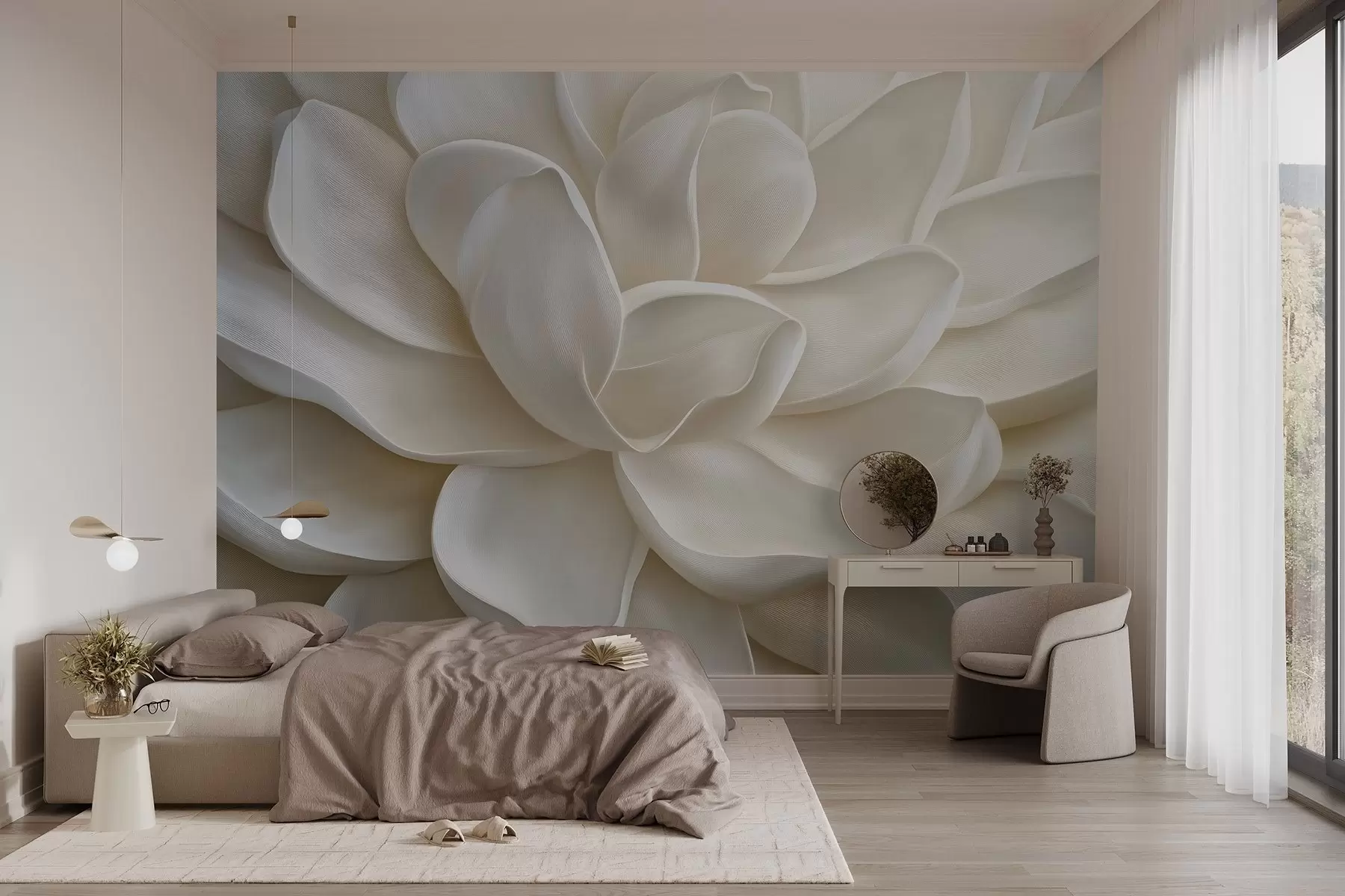 wall murals A light succulent flower in close-up w08563