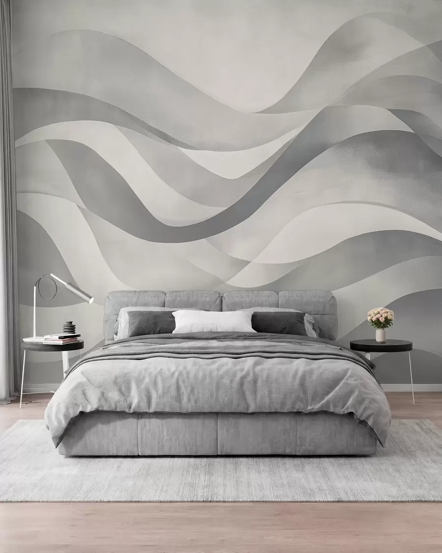 wall murals Grey Waves in Layers w08564v1