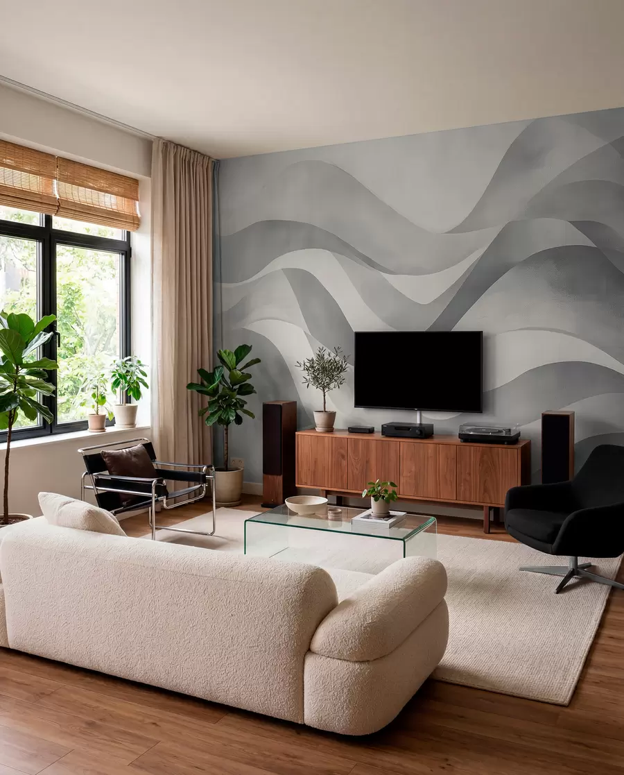 wall murals Grey Waves in Layers w08564v1