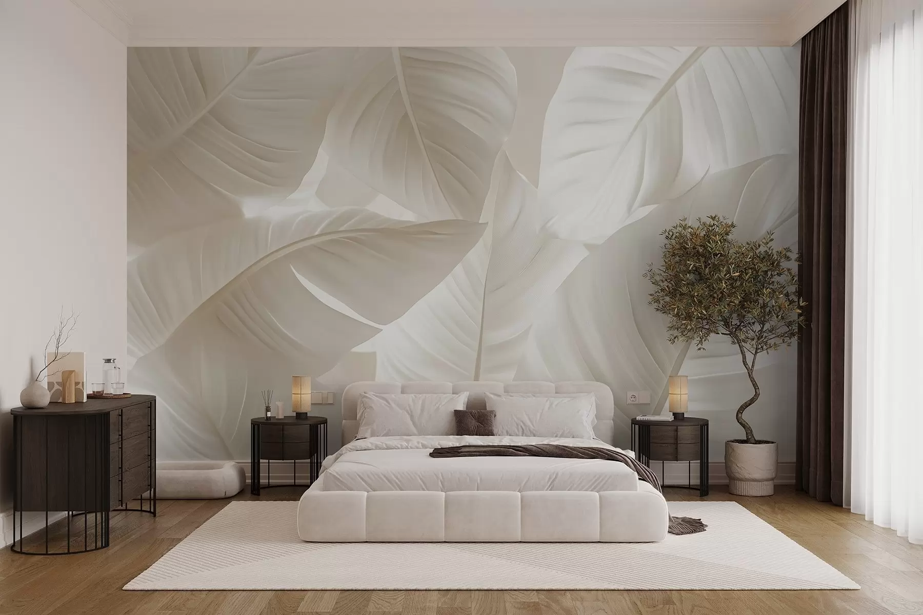 wall murals Large delicate leaves w08565