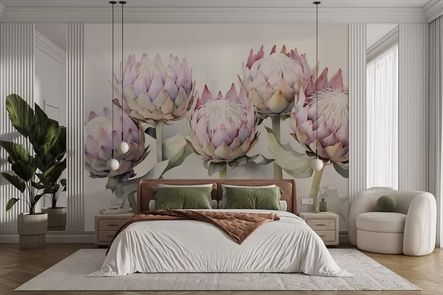 wall murals Gentle proteas watercolor w08593v1