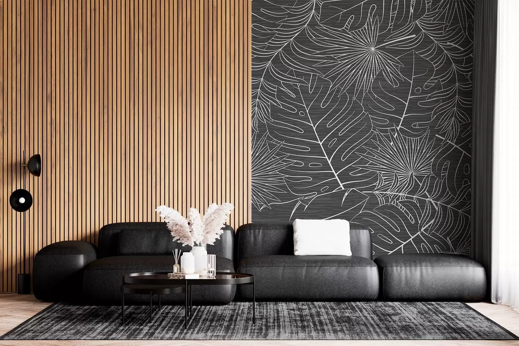 wall murals Tropical leaves in graphic style w02695