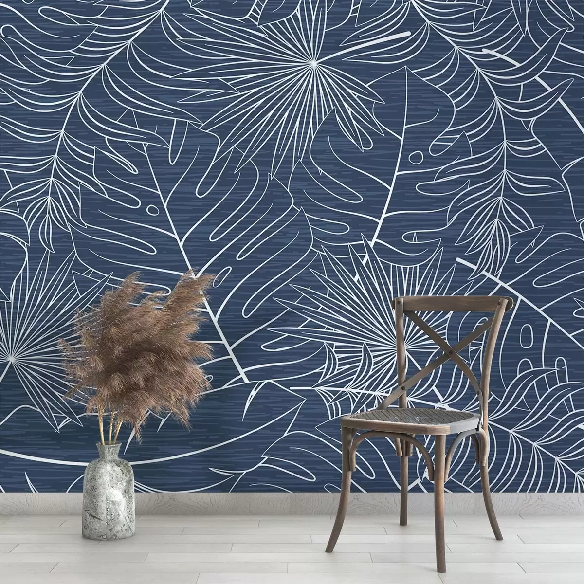 wall murals Tropical leaves in graphic style w02695v1