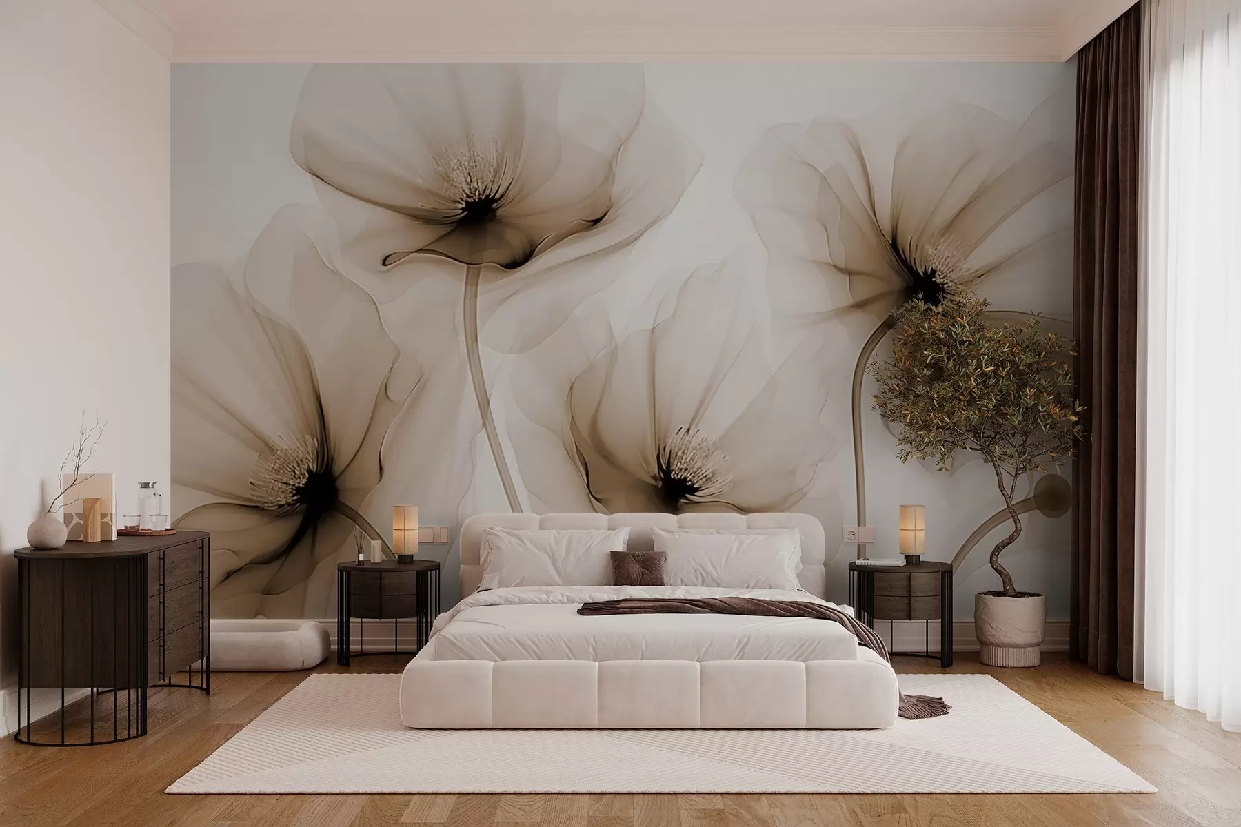 wall murals Transparent flowers w02696v1
