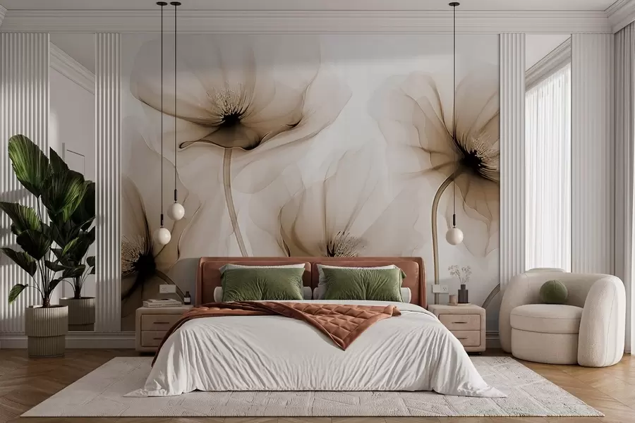wall murals Transparent flowers w02696v1