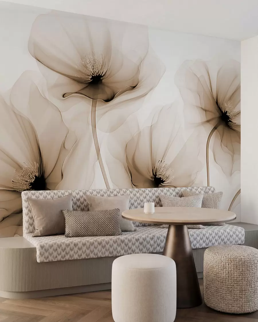 wall murals Transparent flowers w02696v1