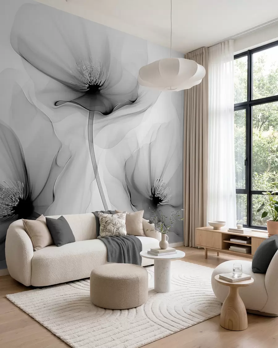 wall murals Transparent flowers w02696v2