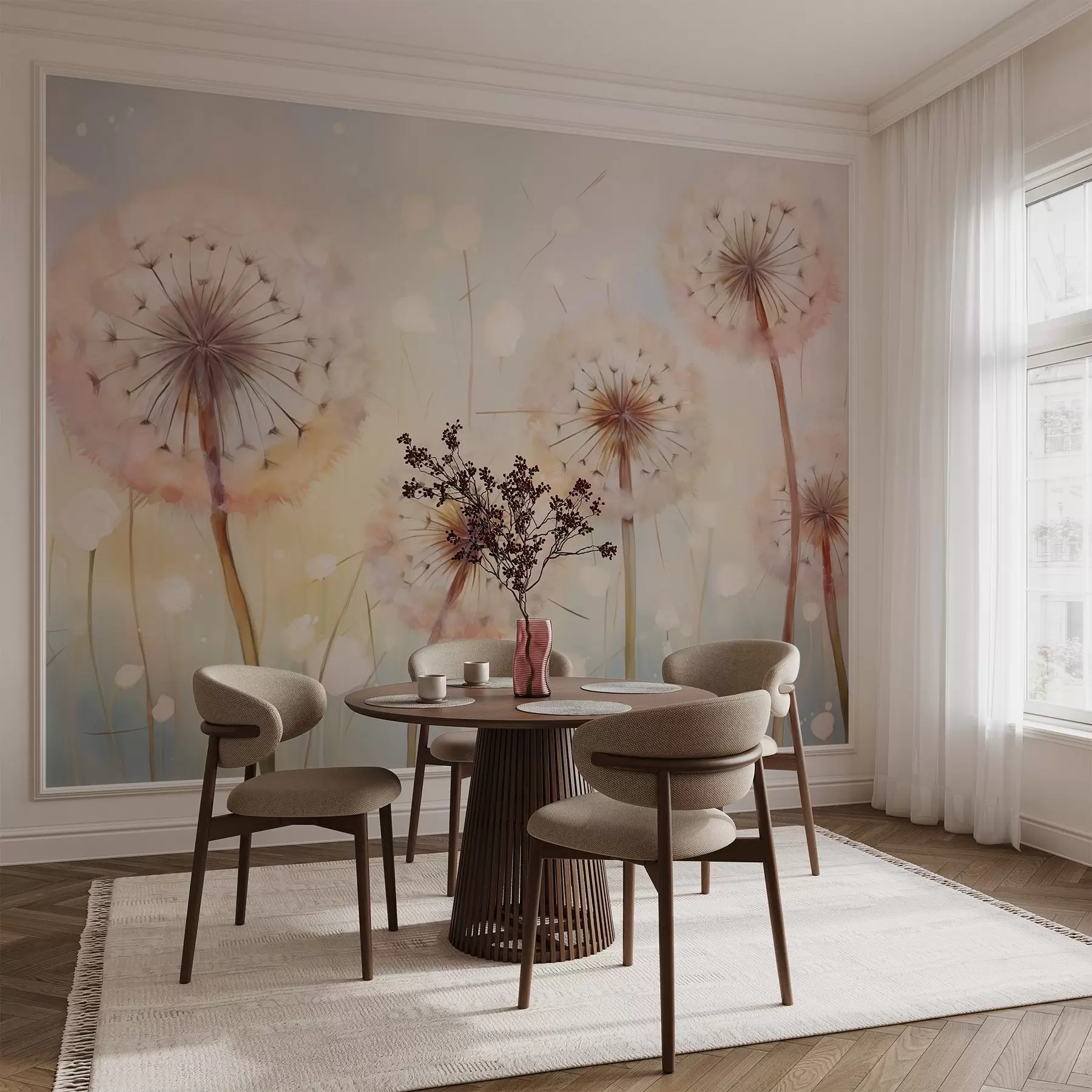 wall murals Dandelions imitation wet watercolor w02720