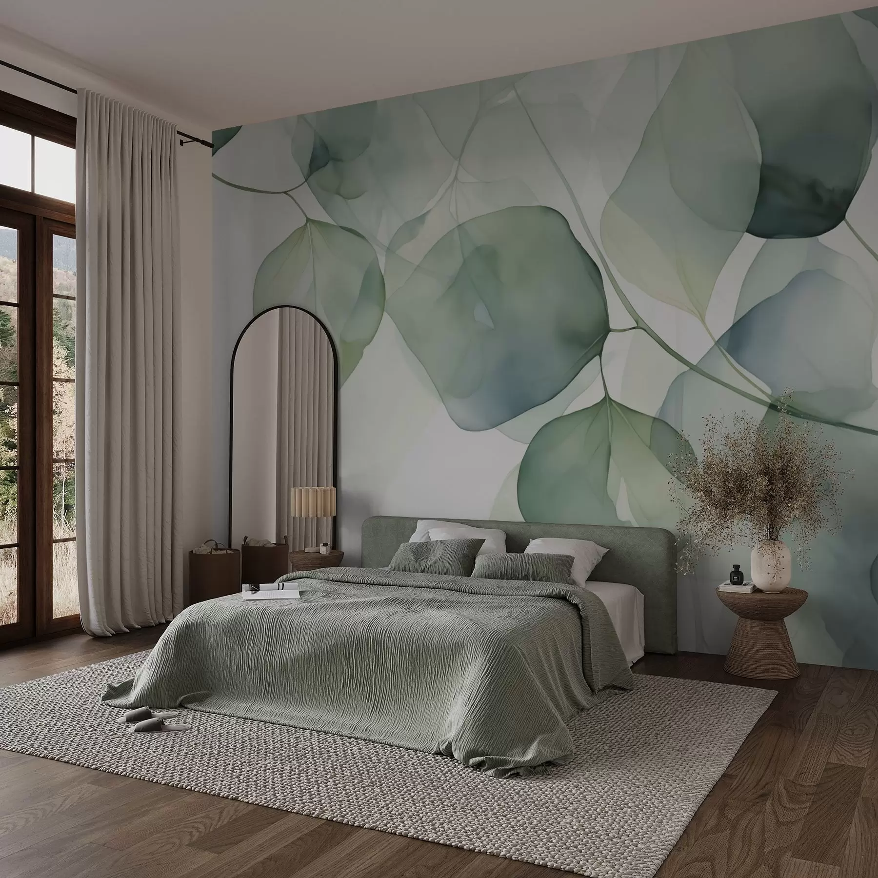 wall murals Leaves large abstract imitation of watercolor w02725