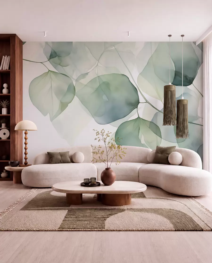 wall murals Leaves large abstract imitation of watercolor w02725