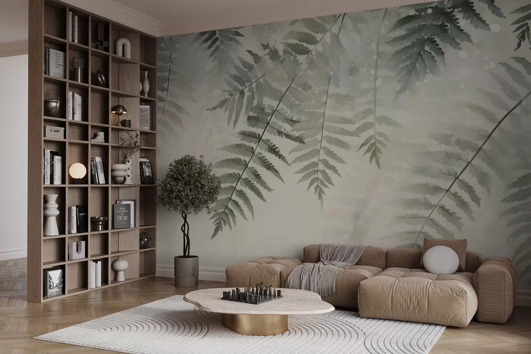 wall murals Fern leaves imitation watercolor w02730