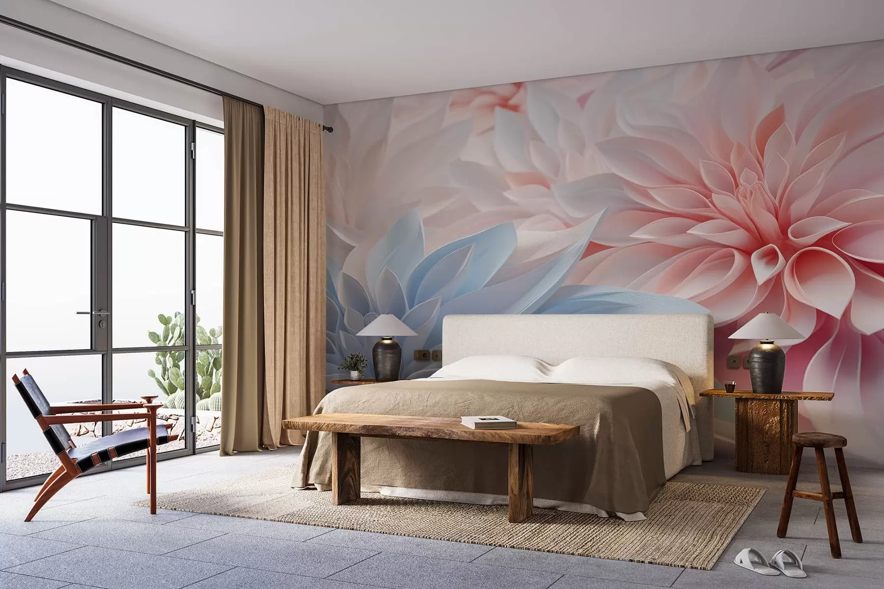 wall murals Large delicate flowers w08622