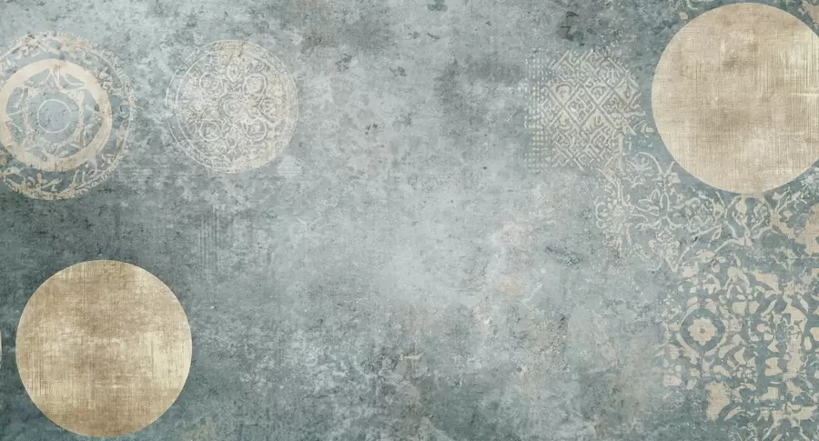 wall murals Yellow circles on an aged background w08627