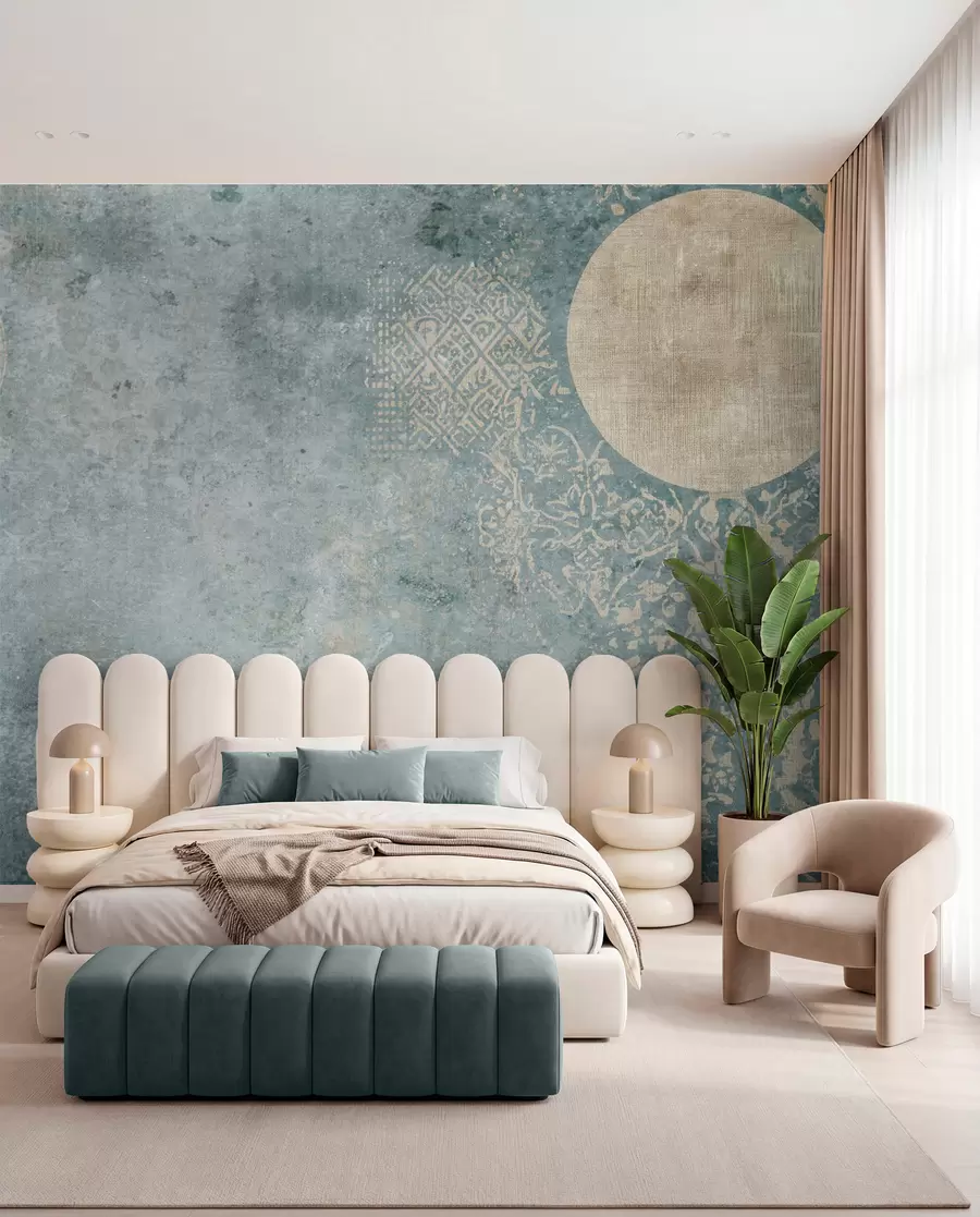 wall murals Yellow circles on an aged background w08627