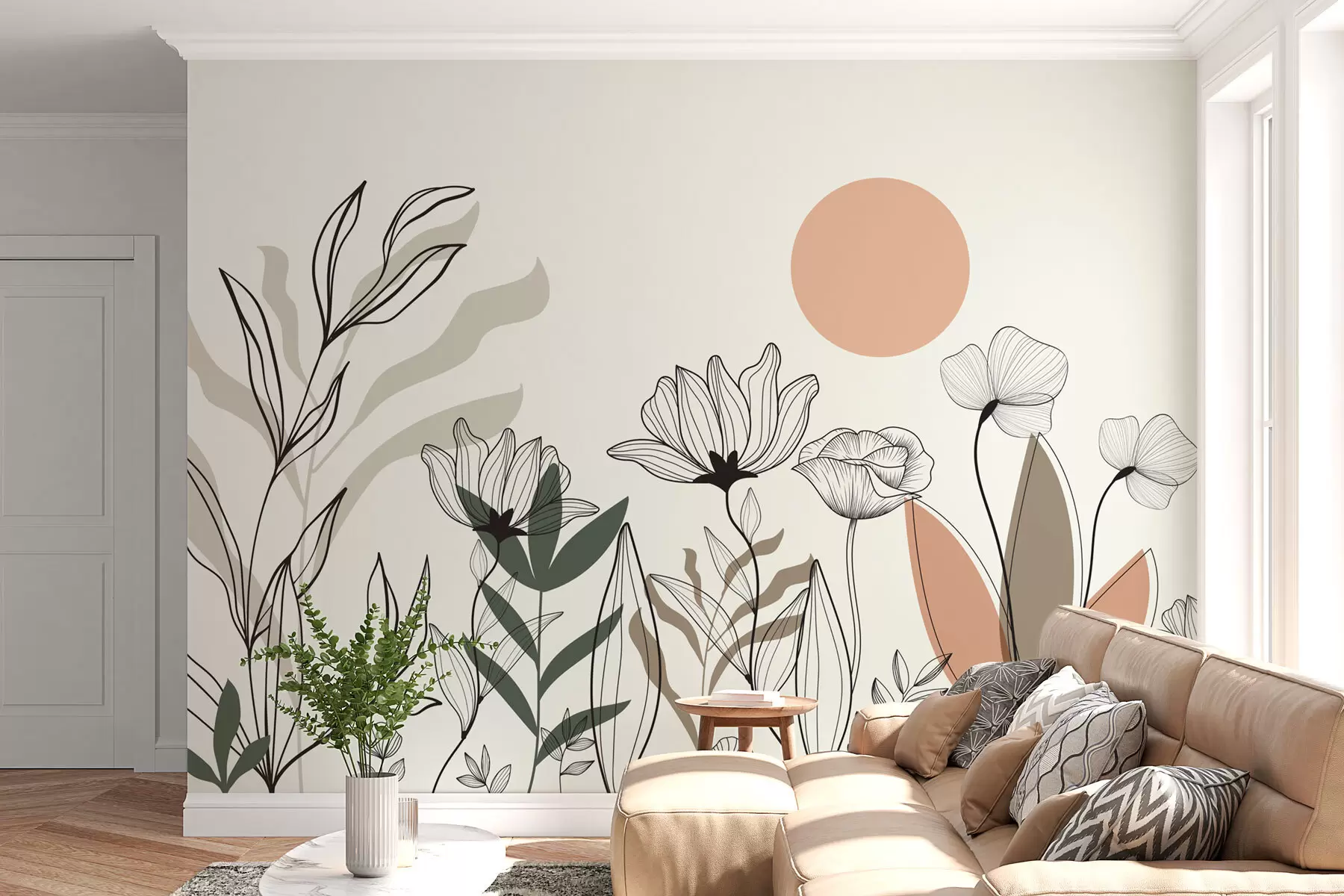 wall murals Boho style flowers w02753