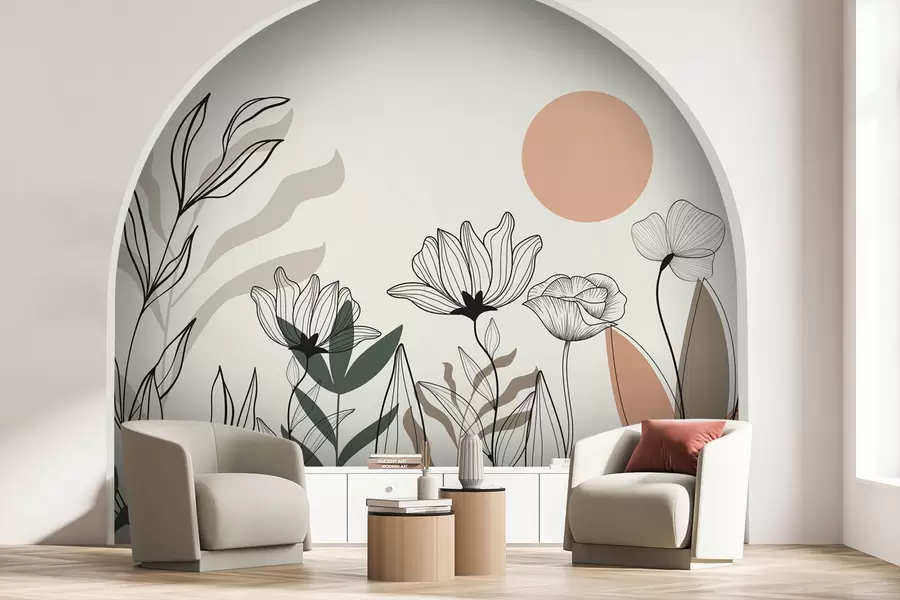 wall murals Boho style flowers w02753