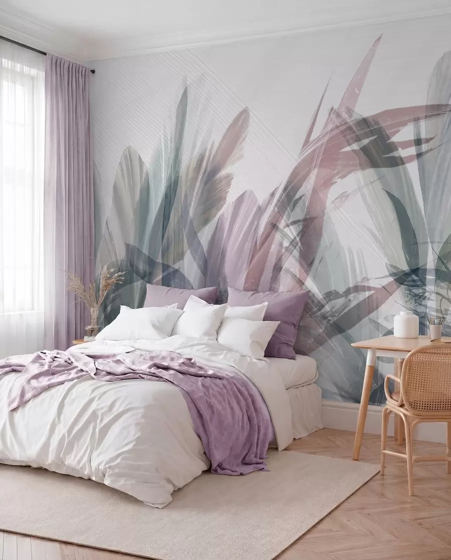wall murals Soft foliage in gentle hues w00798v1