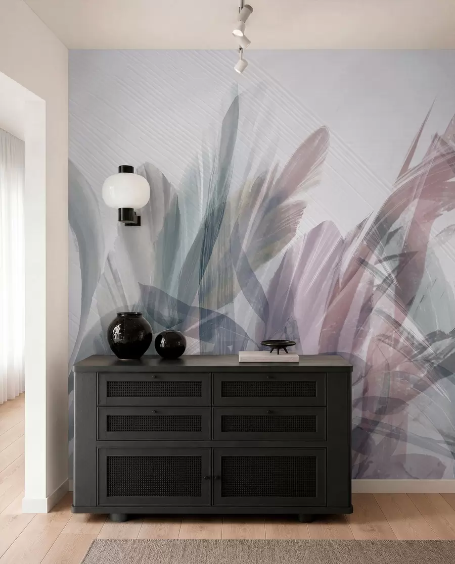 wall murals Soft foliage in gentle hues w00798v1