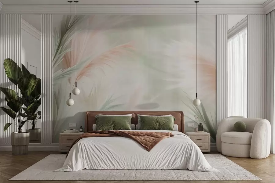 wall murals tender pampas grass in delicate colors w02688