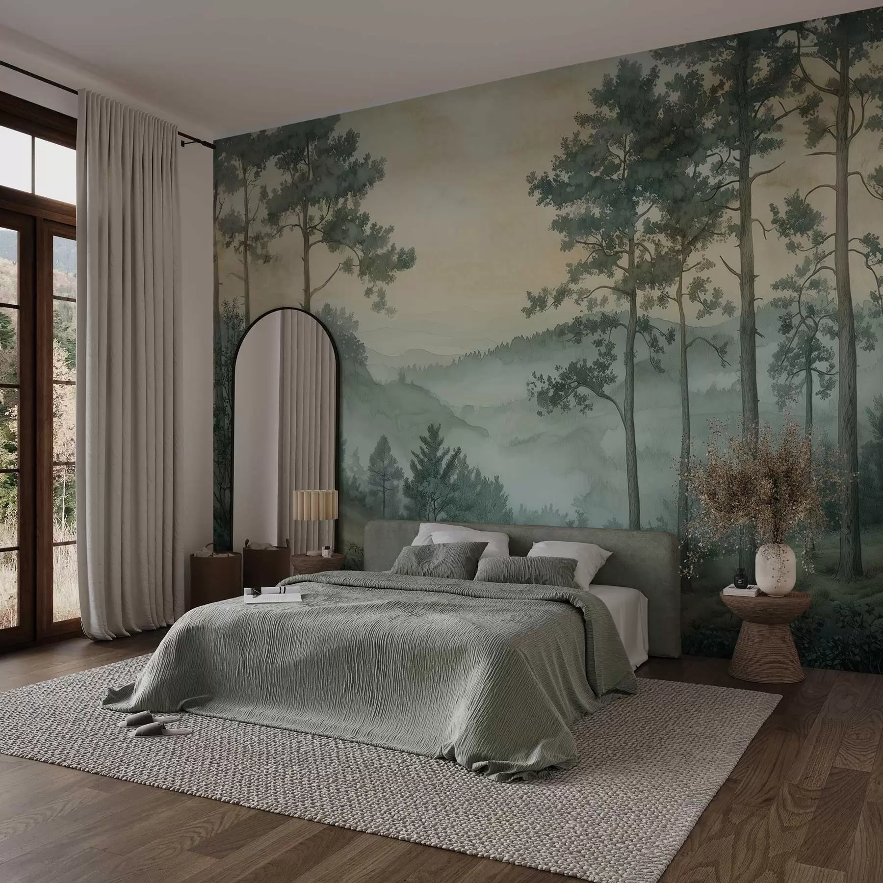 wall murals panorama of the forest with hills w02690