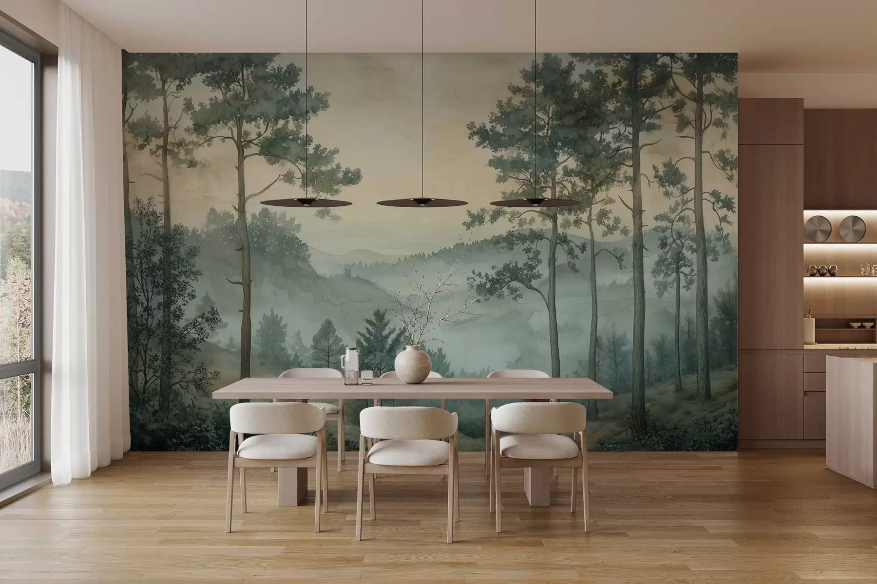 wall murals panorama of the forest with hills w02690