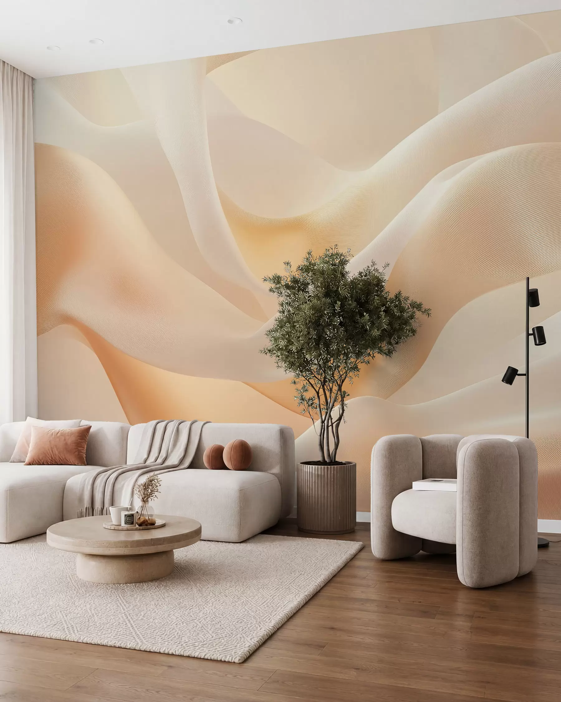 wall murals Silk Folds in Honey Light w02765