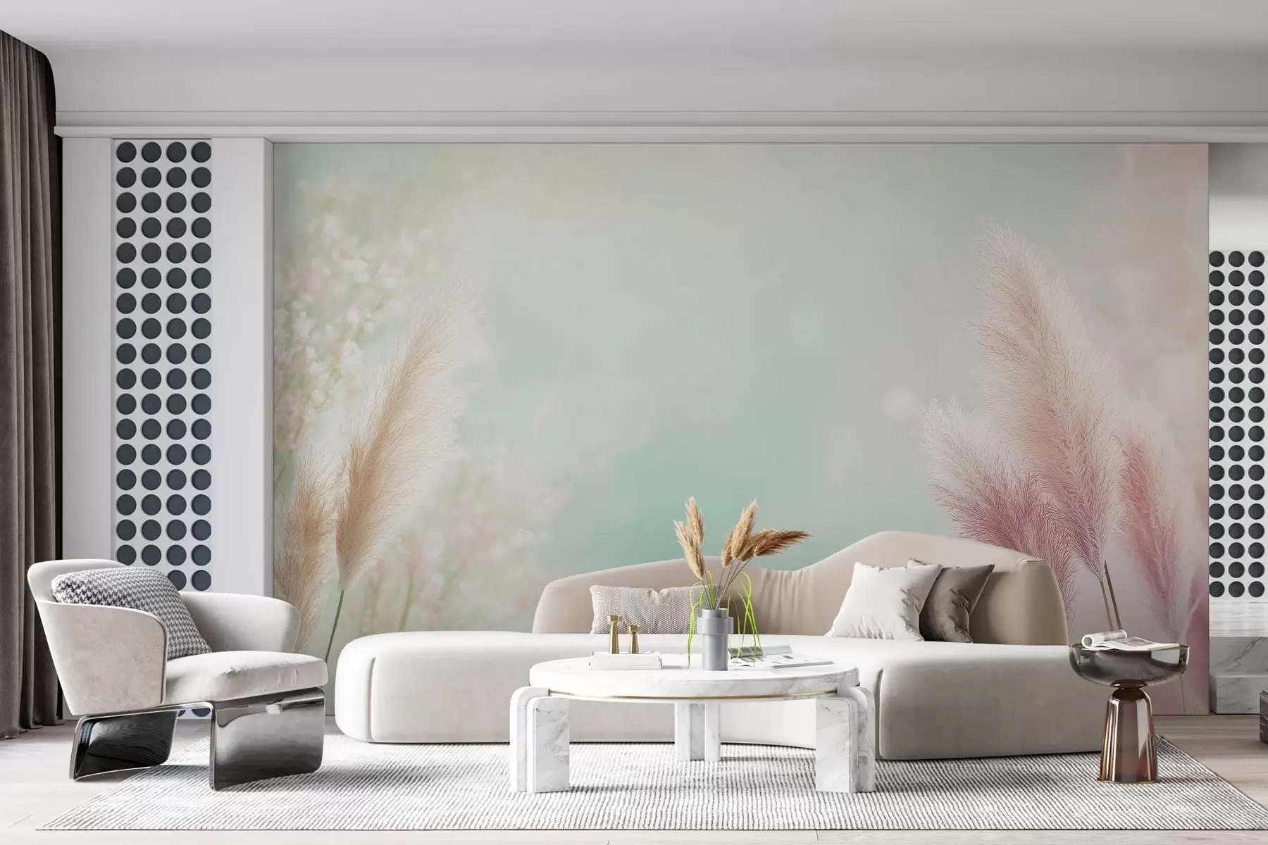 wall murals pampas grass on a delicate turquoise background w02766