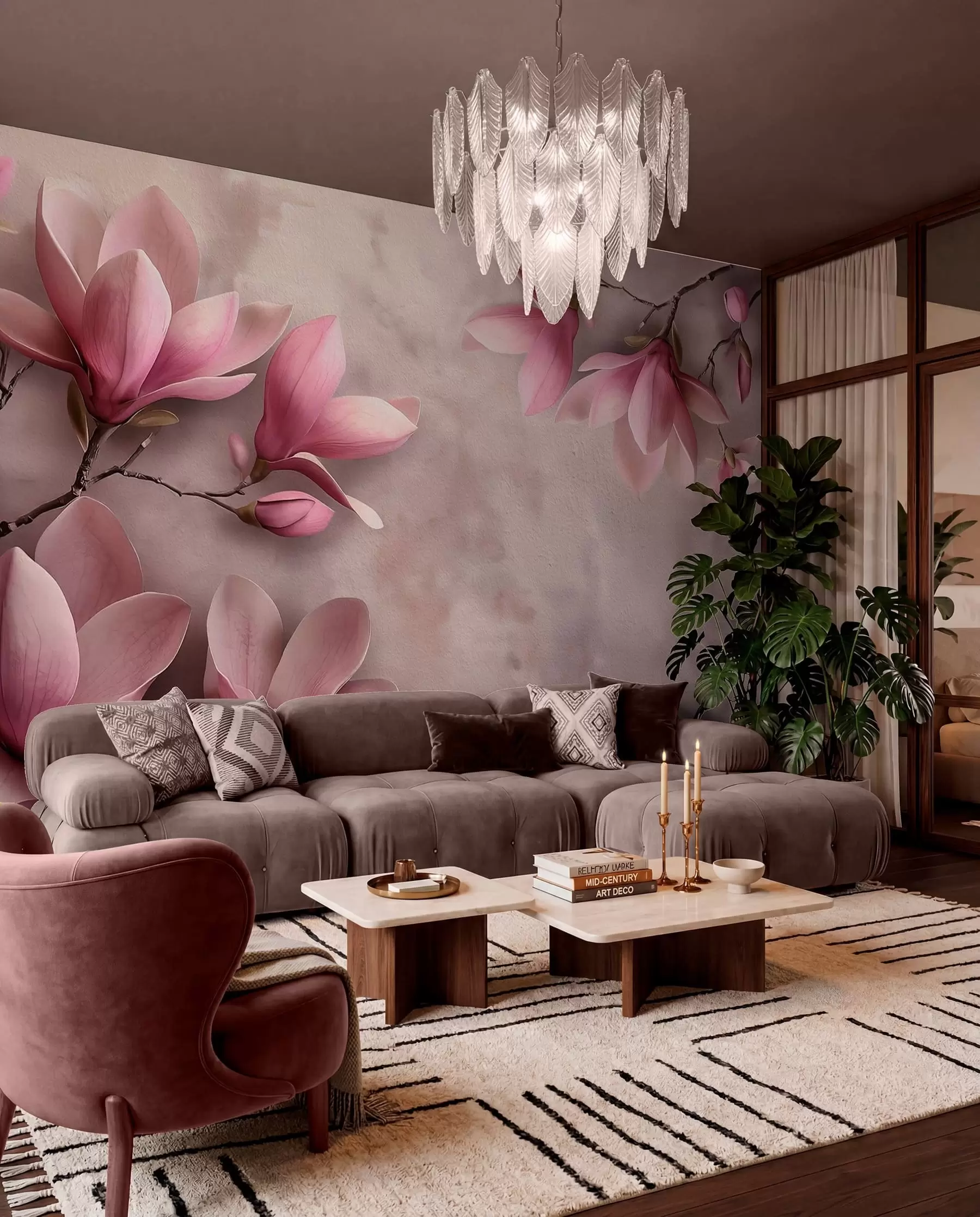 wall murals Magnolia on Mauve w08636