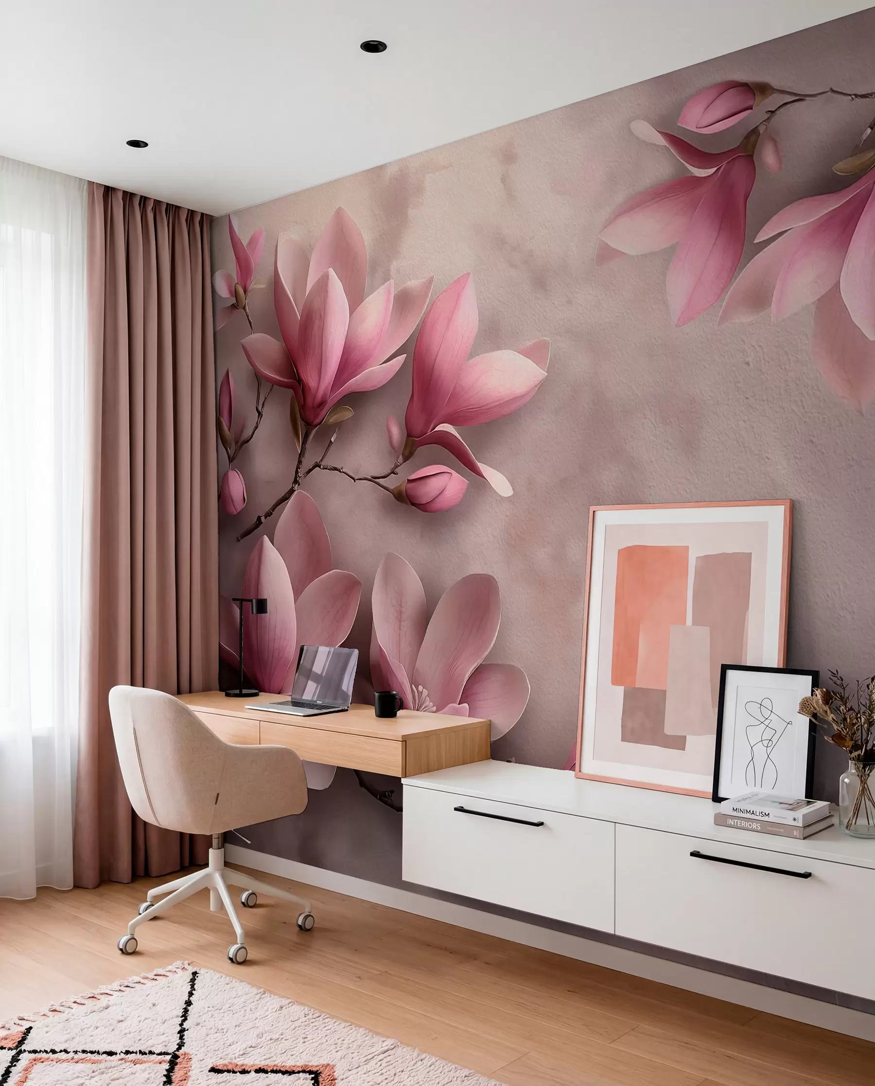 wall murals Magnolia on Mauve w08636