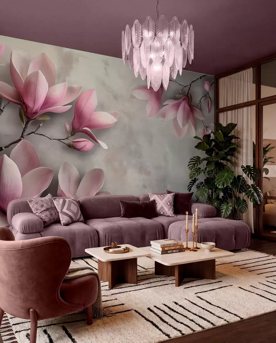 wall murals Magnolia on Grey w08636v1