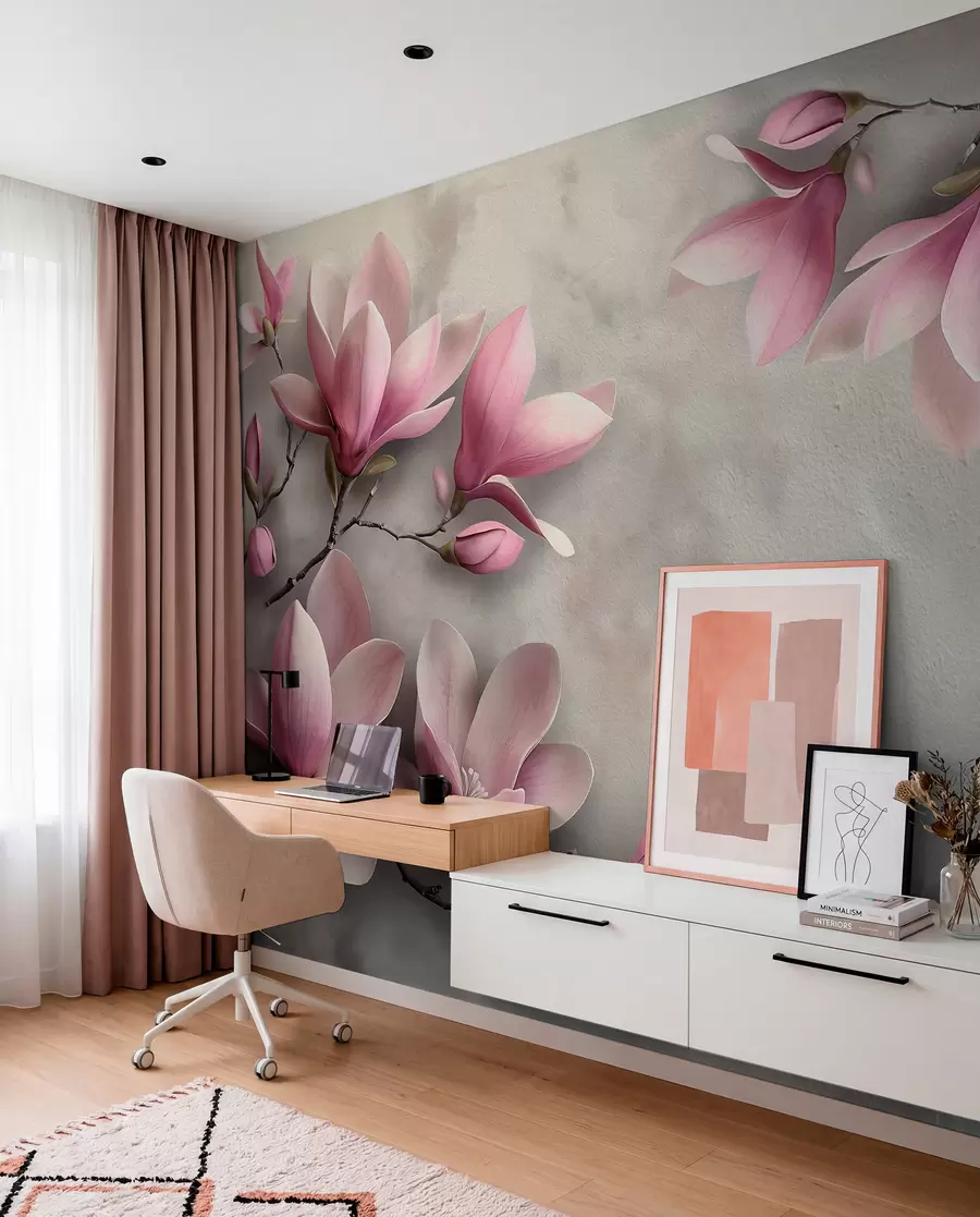 wall murals Magnolia on Grey w08636v1