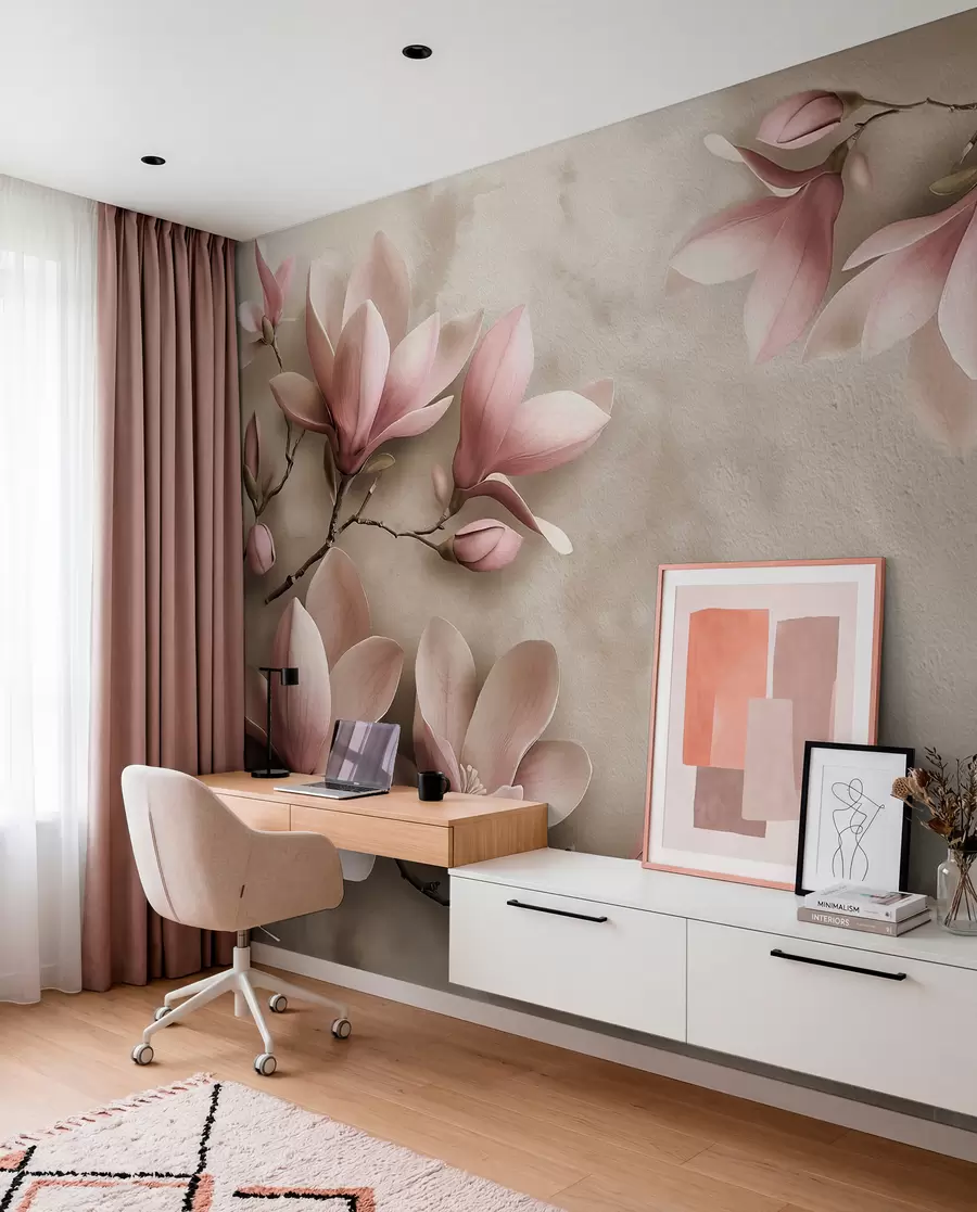 wall murals Magnolia on Taupe w08636v2