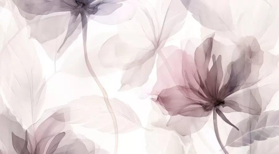 wall murals Ephemeral flowers in delicate pastel colours w02755