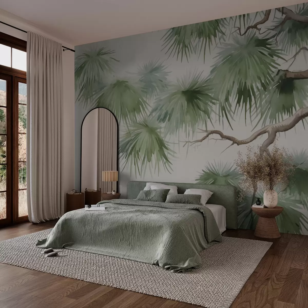 wall murals Abstract pine branches imitation watercolor w02796