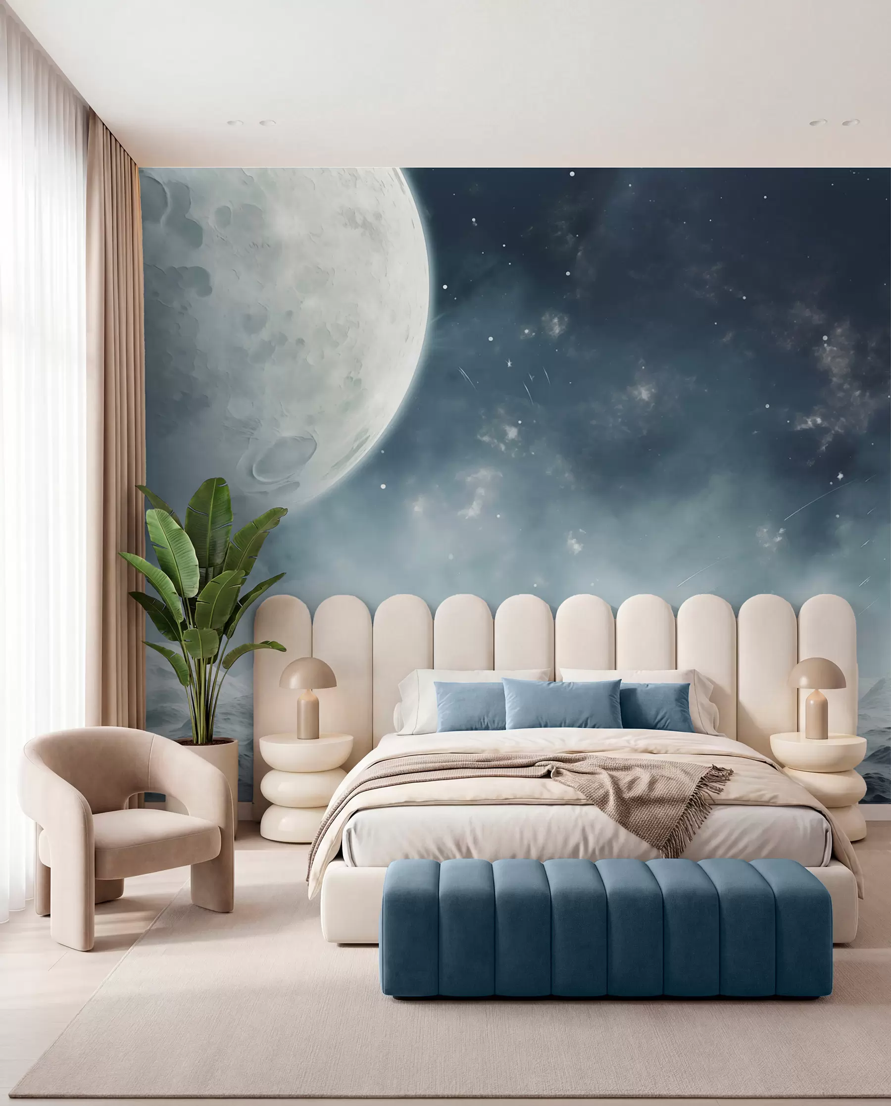 wall murals Moon over Silent Craters w02797