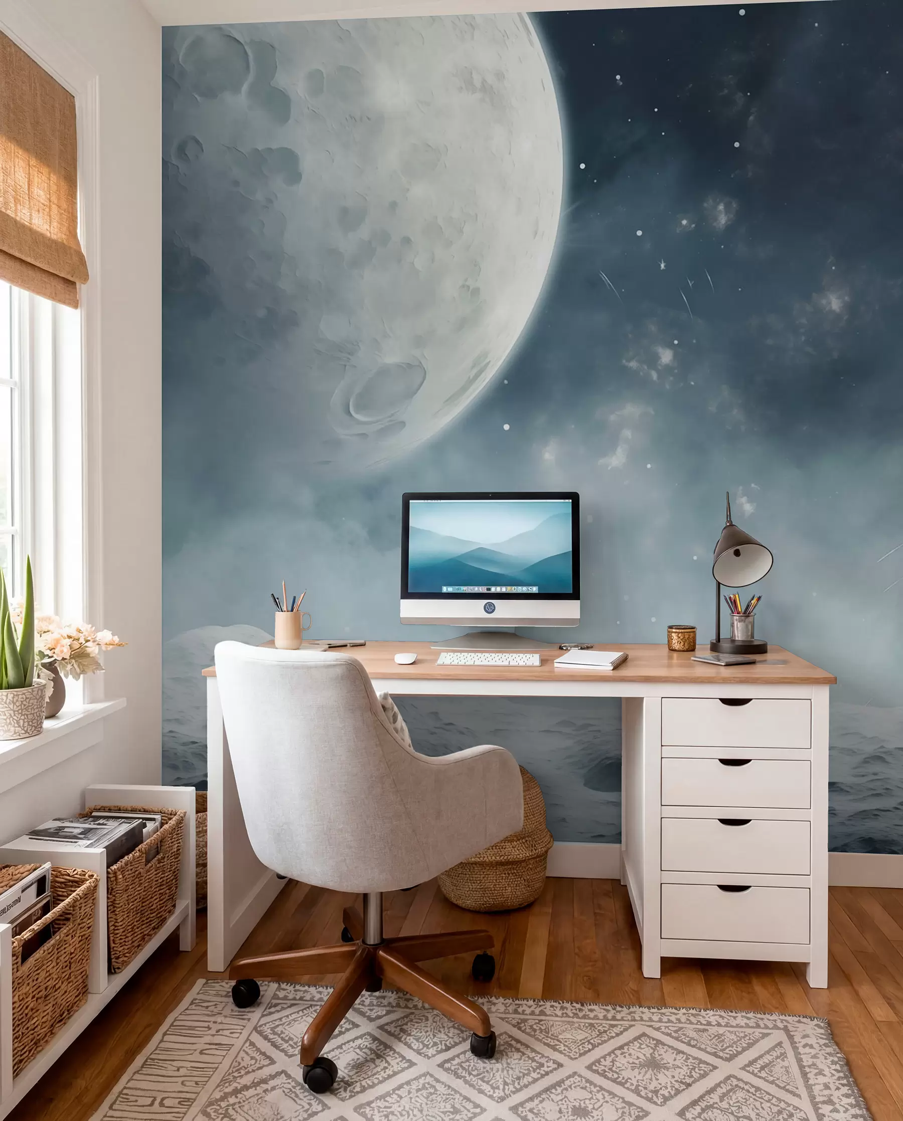 wall murals Moon over Silent Craters w02797