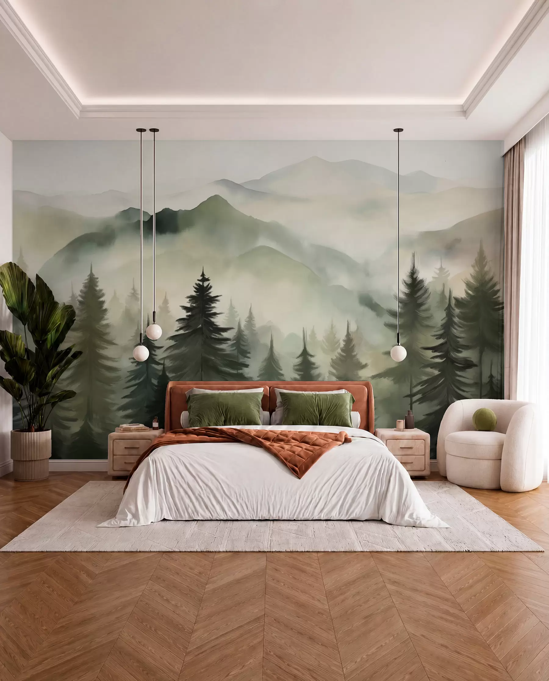 wall murals Green Ridges at First Light w08639