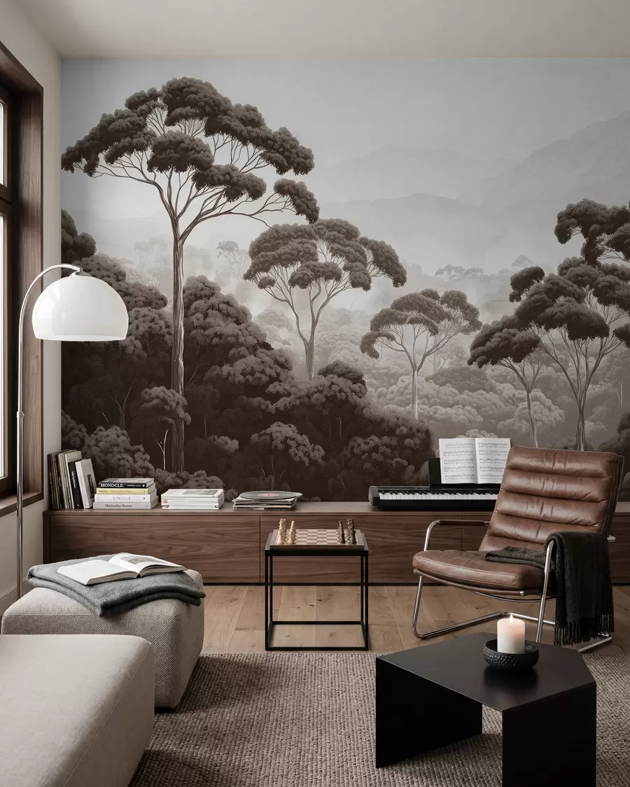 wall murals Treetops in Graphite w02739