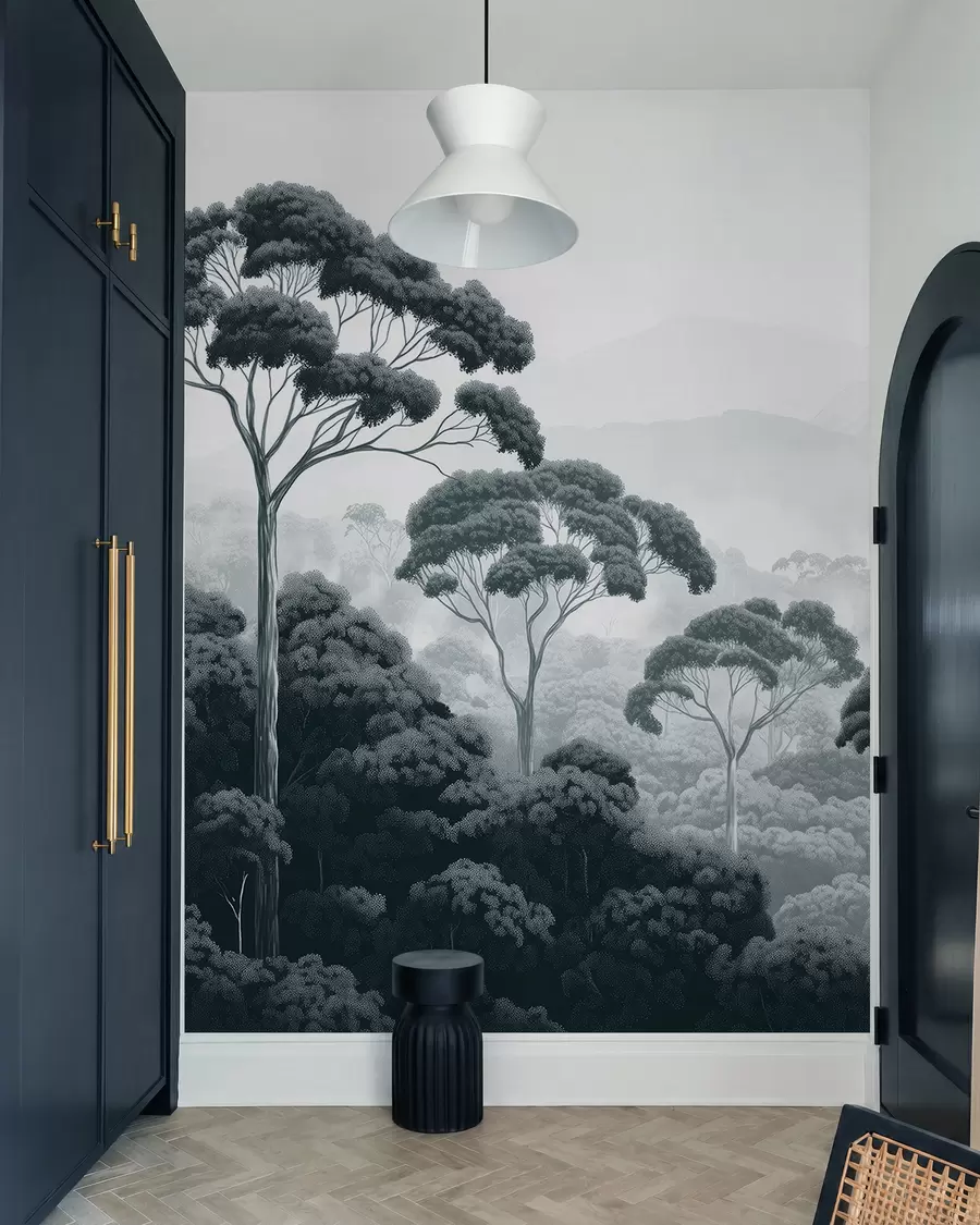 wall murals Treetops in Graphite w02739