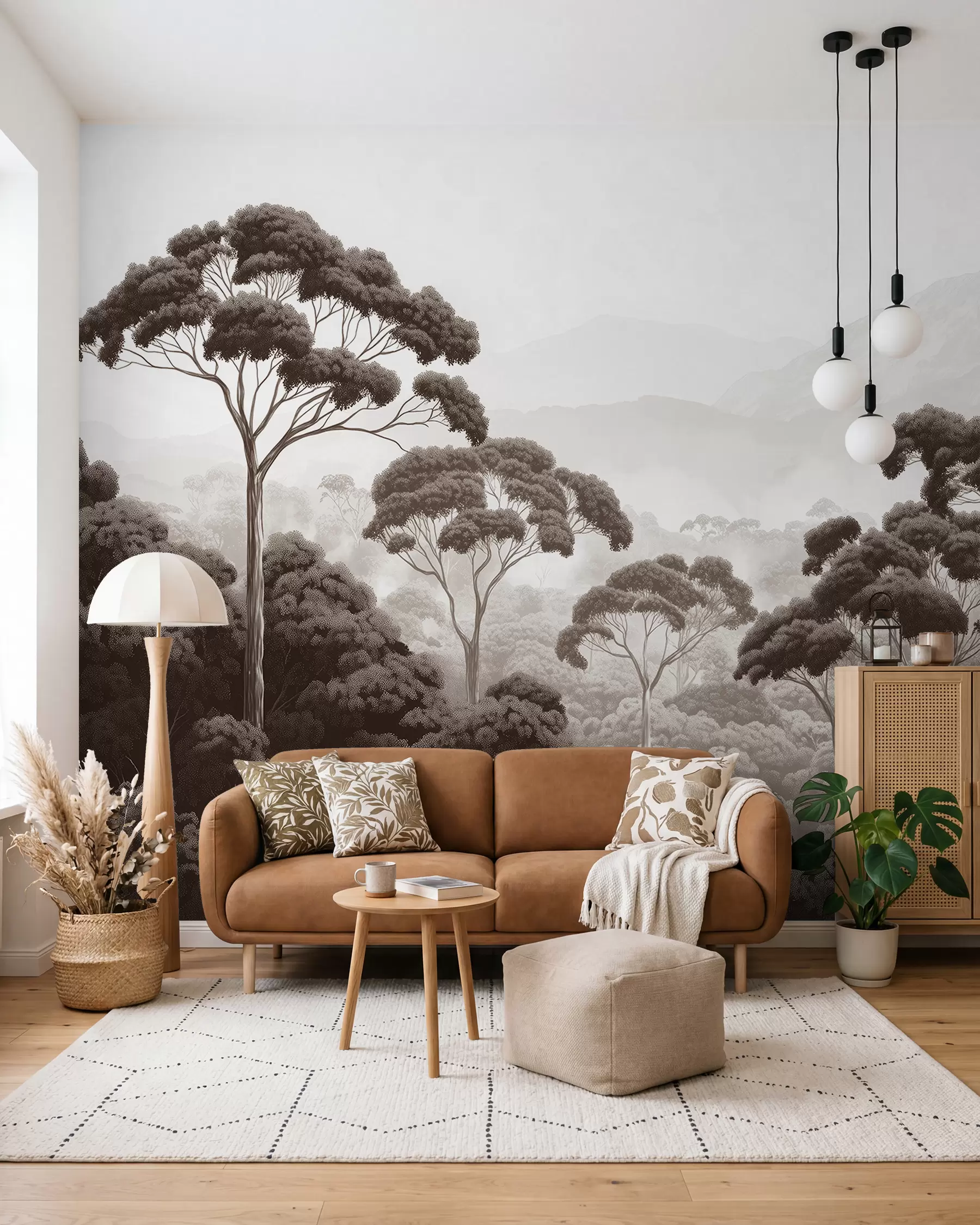 wall murals Treetops in Sepia w02739v2