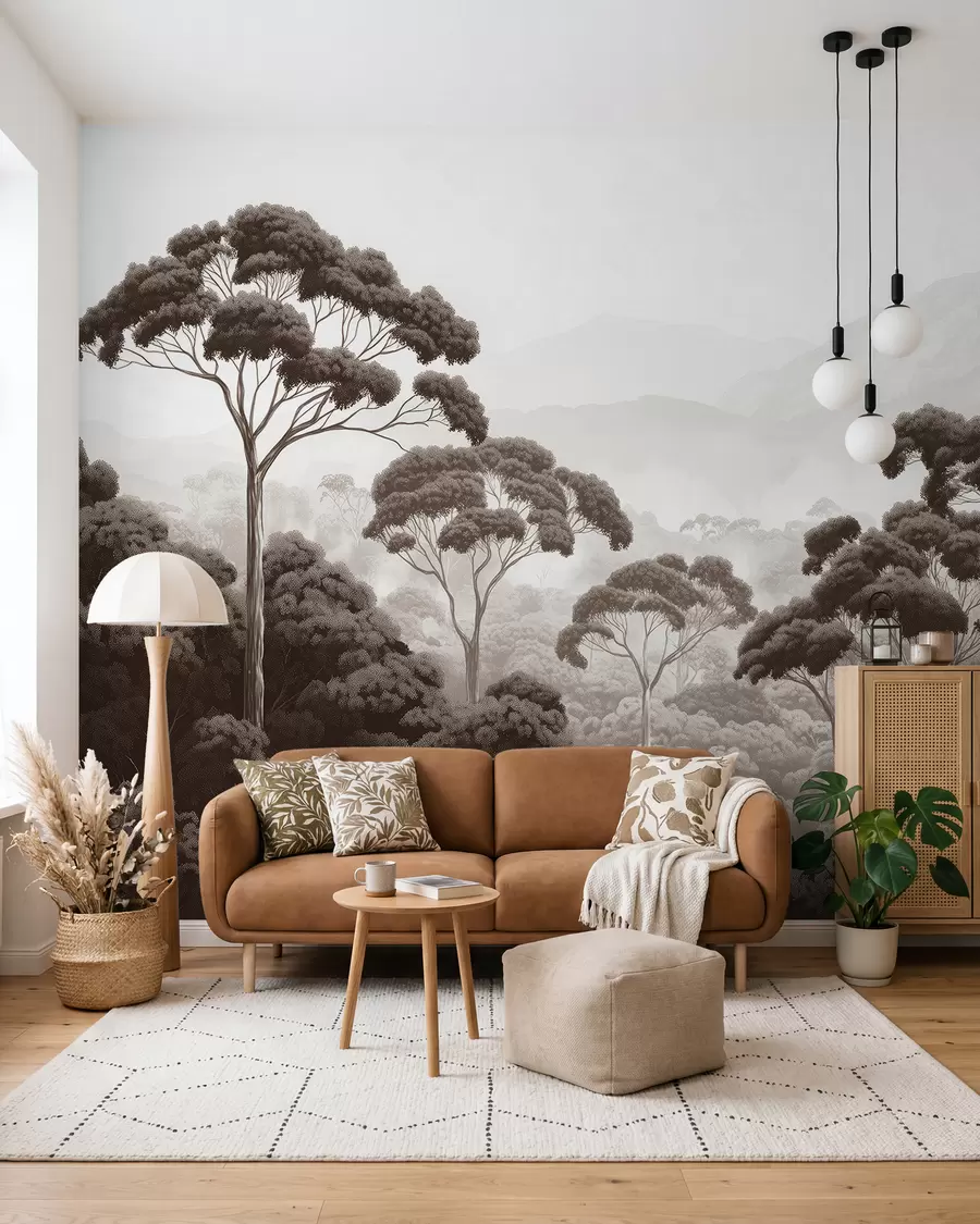 wall murals Treetops in Sepia w02739v2