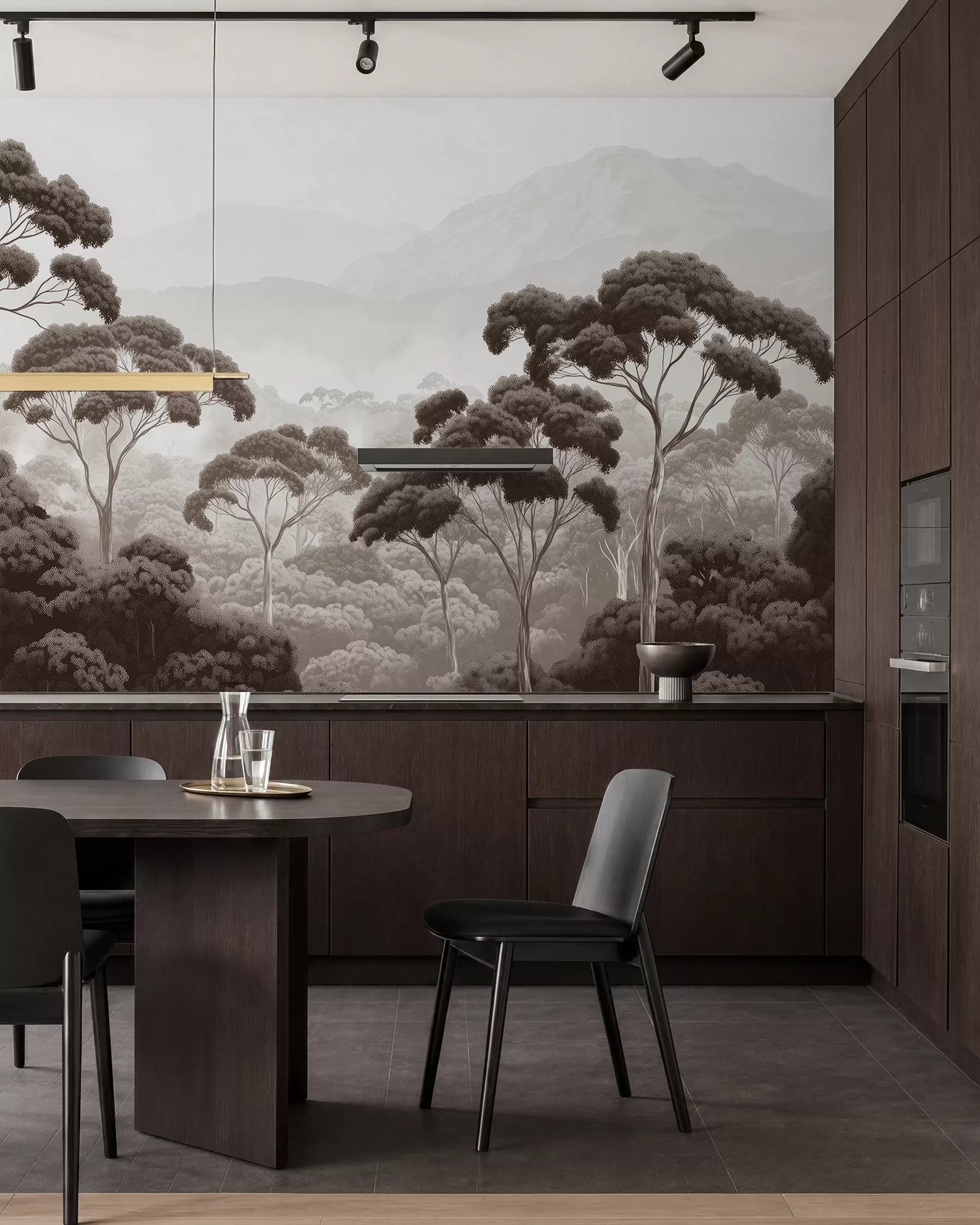 wall murals Treetops in Sepia w02739v2
