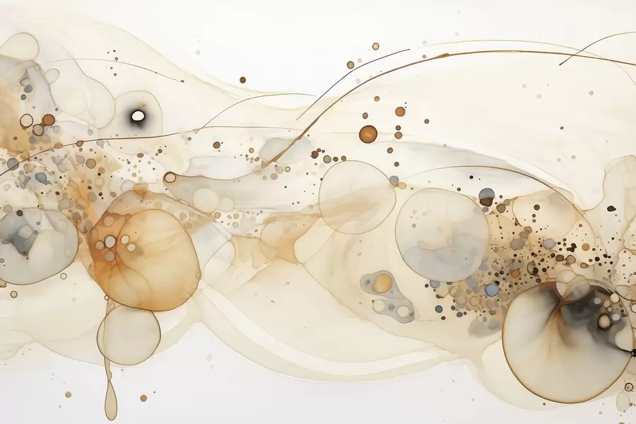 wall murals Abstract ink art, fluid style, beige color palette  w02744