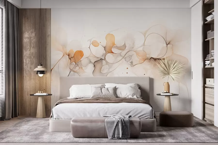 wall murals Fluid art style, abstraction, soft beige colors w02745