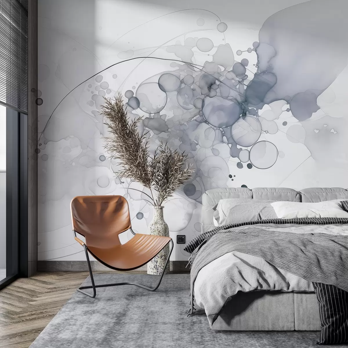 wall murals Abstract fluid art, watercolor style, grey colors w02746v1