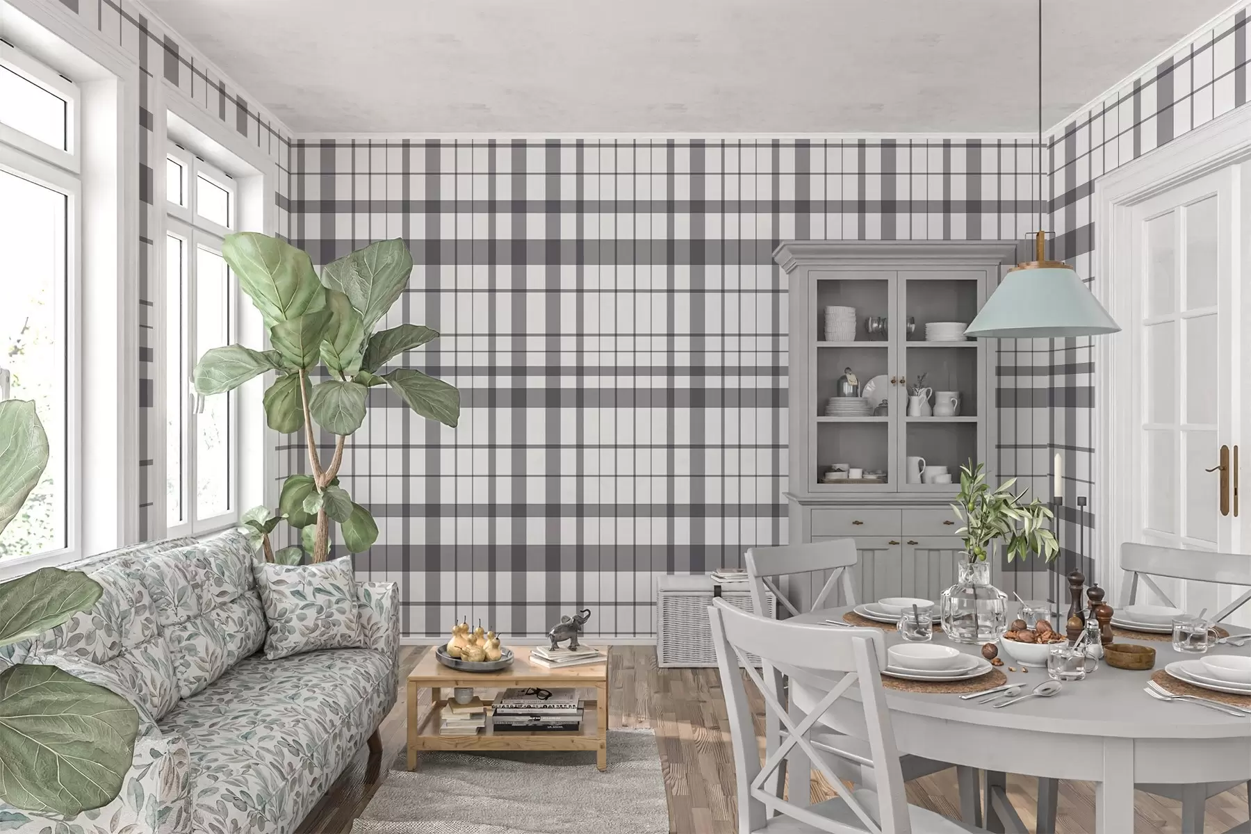 wall murals Minimalistic checkered pattern with thin and dark gray lines on a white background, geometric precision w02852