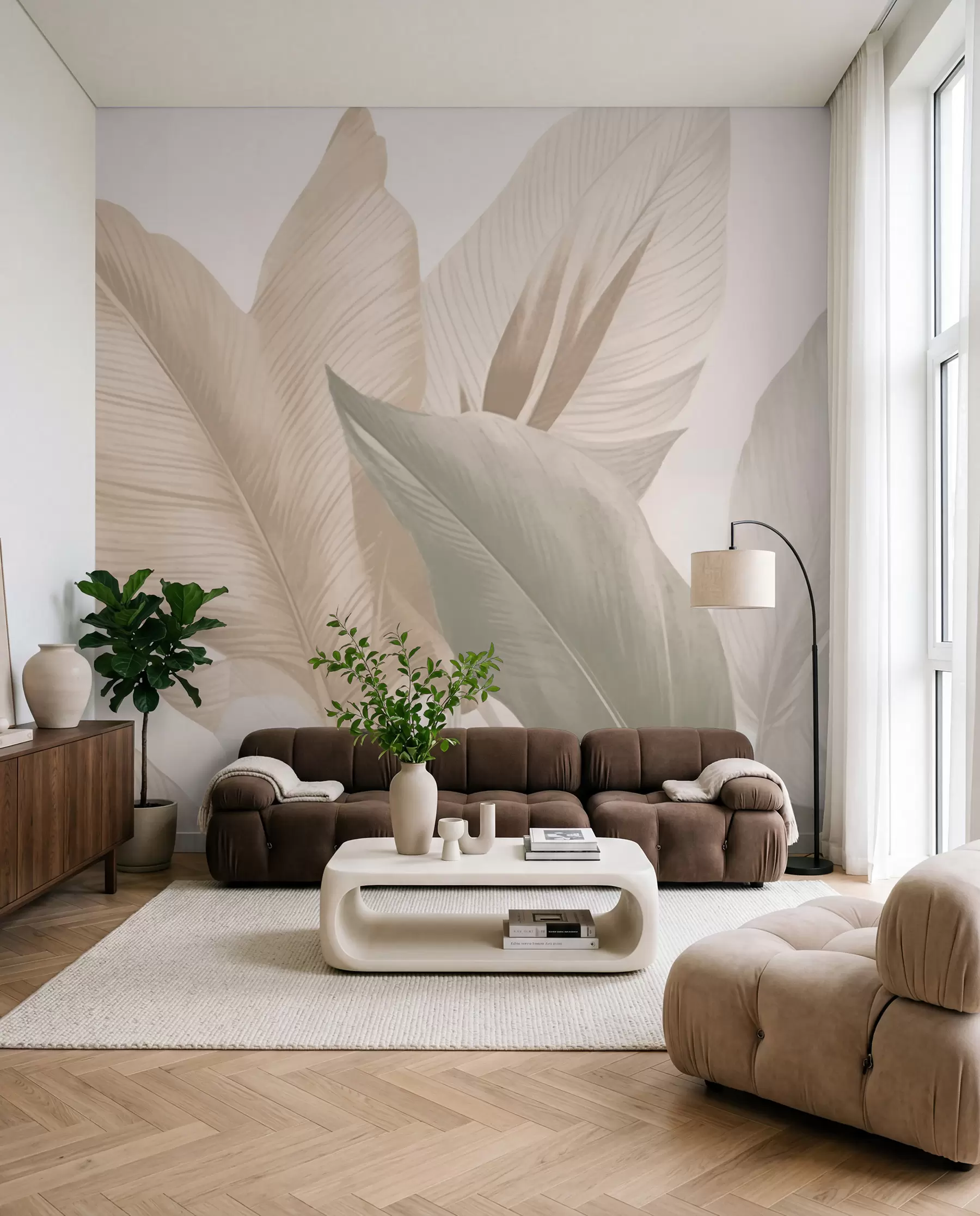 wall murals Overlapping Leaf Forms w02854