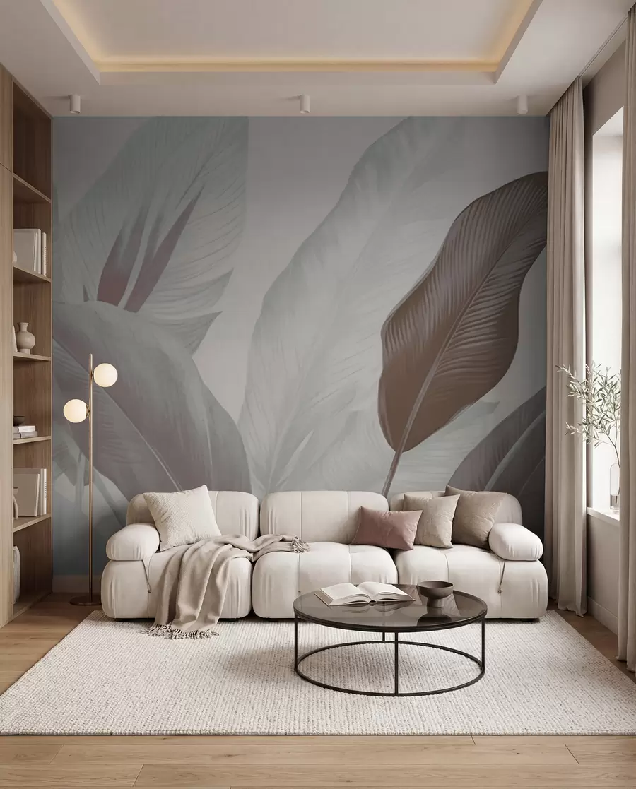 wall murals Leaf Layers in Taupe w02854v1