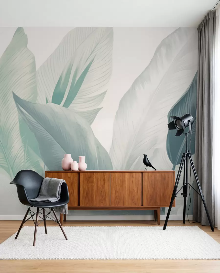 wall murals Leaf Layers in Sea Green w02854v2