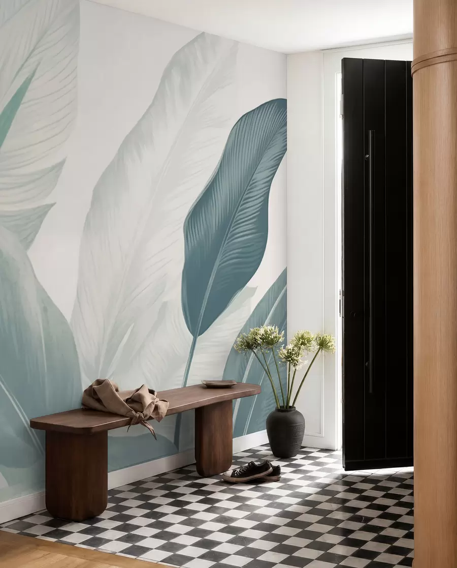 wall murals Leaf Layers in Sea Green w02854v2